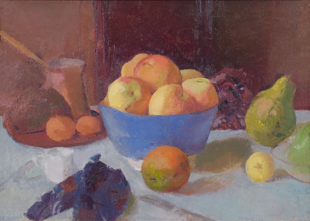 Apples in a Blue Bowl