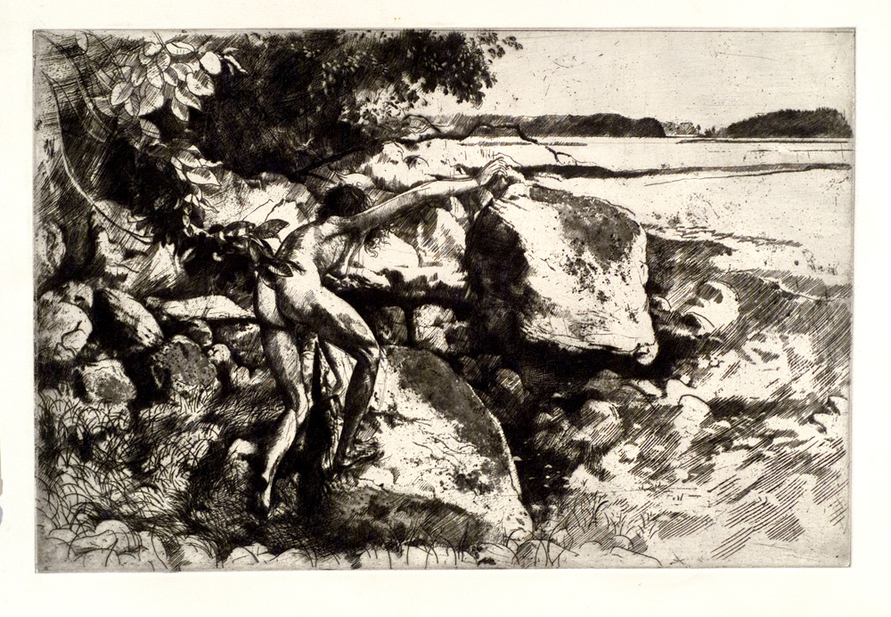 Woman Climbing Among Rocks (from the Maenad Series)